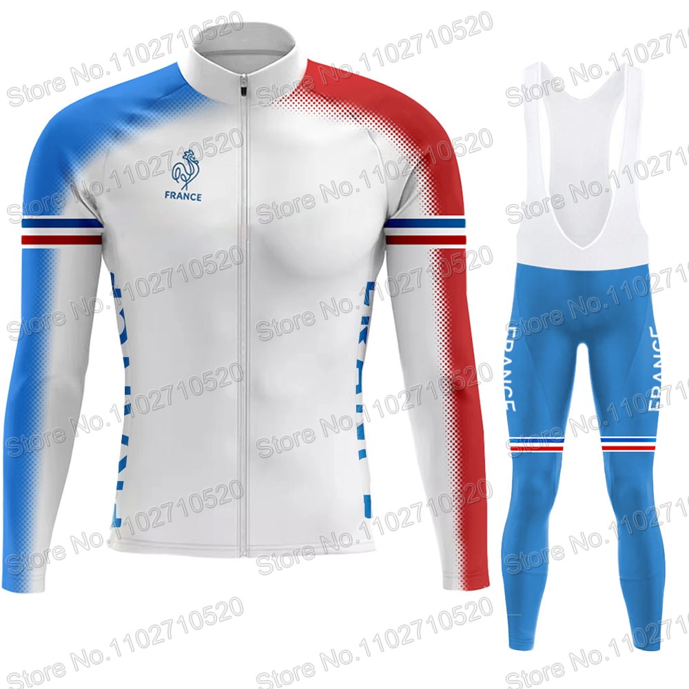 Winter Clothing Trends 2025 - ทีมชาติฝรั่งเศส 2025 ชุดขี่จักรยานJerseyแขนยาวRetroขี่จักรยานภาษาฝรั่งเศสคําเสื้อผ้าRoad Raceจักรยานเสื้อชุดMTB Maillot